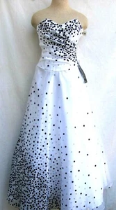MASQUERATE..BLACK WHITE SILVER..POLKA DOT..BALL GOWN PAGEANT..DRESS.NEW $180..11 - Picture 1 of 5