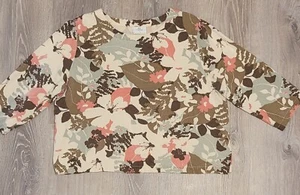 Hot Cotton Womens Top Round Neck Floral 3/4 Sleeve - Imagen 1 de 9