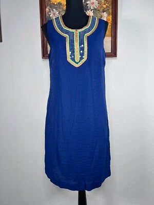 Vestido para mujer Merona mezcla de lino línea A 10 cuello redondo azul forrado lentejuelas Foto 1 de 4