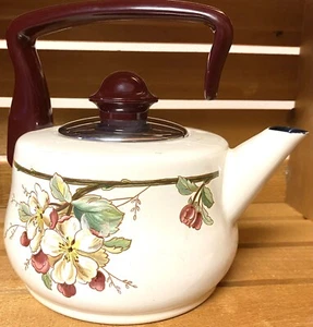 ASTA Flower Enamel Teapot Kettle Floral Enamel - Picture 1 of 6