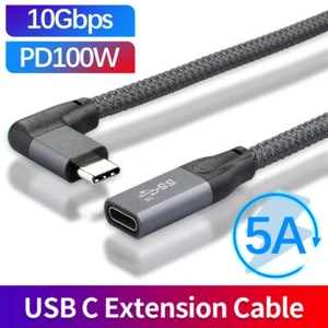 USB C Extension Cord 4K 60Hz Angled USB-C male to Female Cord Extension PD 100W - Picture 1 of 8