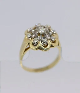 Antiker Brillant Ring Blütenform 585er Gelbgold  - Bild 1 von 3