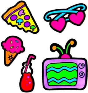 *VINTAGE* RETRO GROOVY TV PIZZA SODA GLASSES Sandylion Stickers- 1 square - Picture 1 of 1