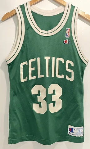 Vintage 90s Champion Jersey Larry Bird Boston Celtics #33 NBA Green Size 36 Cover