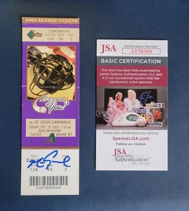 Diamondbacks vs Cardinals 2003 Mark Grace last game signed unused ticket Jsa  - Picture 1 of 2