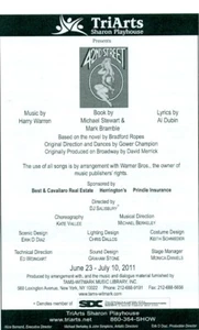 TRI ARTS SHARON PLAYHOUSE PLAYBILL - NY - 42nd STREET - 2011 - Picture 1 of 2