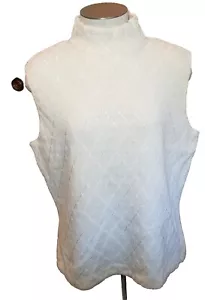 St. John Evening Beige Sleeveless Mock Turtleneck Tank Blouse Pearl Details 14 - Picture 1 of 12