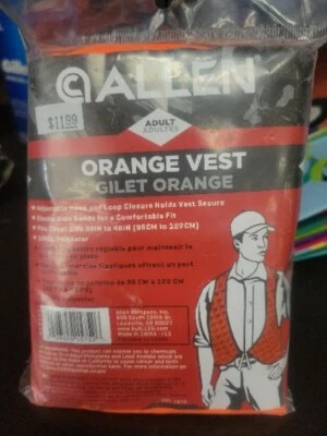 Allen Company Orange Hi-Vis Vest Hunting Hook & Loop Closure Unisex Sz Adult - Image 1 of 2