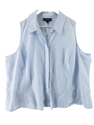 Blusa sin mangas Lane Bryant para mujer 26 azul pastel cuello camisa sin mangas abotonada Foto 1 de 4