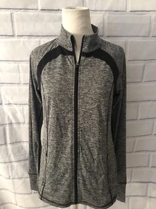 NWT Ideology Women's Full Zip Jacket Sz S Black Gray Active Gym Thumbholes $34 - Picture 1 of 7
