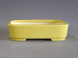 Japanese Bonsai Pot Tokoname AIBA KOYO 7.3"(18.5cm) Yellow Glazed Rectangle G582 - Picture 1 of 4