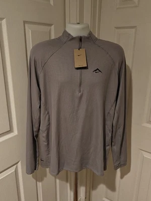Nike Trail Dri-FIT 1/2-Zip Mid Layer Grey Running Top Mens Size Large FV9994-078 - Image 1 of 4