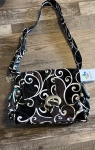 Kalencom Laminated Buckle Bag Black Brown + Bottle Bag Zip Pouch Changing Pad - Picture 1 of 5