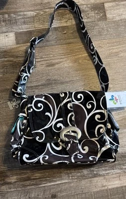 Kalencom Laminated Buckle Bag Black Brown + Bottle Bag Zip Pouch Changing Pad - Image 1 of 4