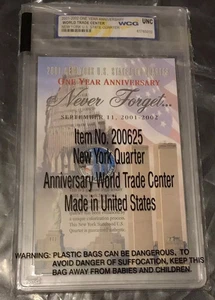 One Year Anniversary World Trade Center NY State Colorized Quarter - Brand New - Picture 1 of 5