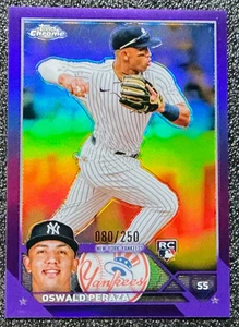 Oswald Peraza 2023 Topps Chrome #132 Purple Refractor /250 (RC) Yankees - Picture 1 of 2