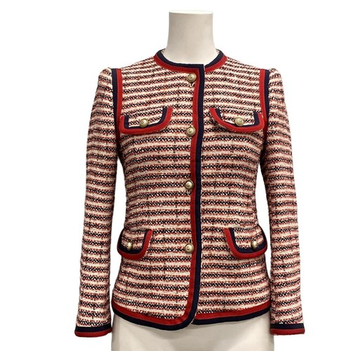 Autentico GUCCI 482665 ZKM24 Crema Rosso Navy Scuro Tessuto Esterno]Cotone (Cotone) Lana