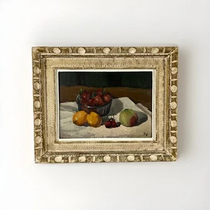 1938 Japanese Antique Fruits Still Life Oil Painting By Miura Senji - Picture 1 of 23