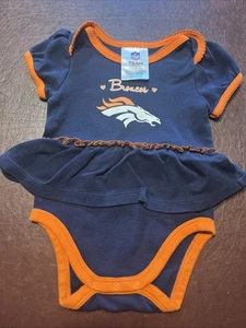 NFL Team Denver Broncos Baby Jersey Bodysuit 0-3months Blue Orange Cute Skirt - Picture 1 of 3