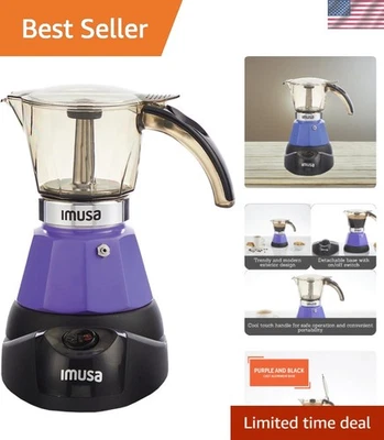 Elegante cafetera espresso eléctrica de 3 tazas en púrpura - perfecta para los amantes del café Foto 1 de 4