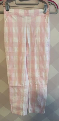 Pantalones Janie and Jack Niña Rosa Guinga Bolsillos a Cuadros Cintura Ajustable Talla 12 Foto 1 de 4