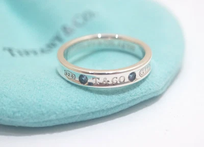 Anillo Tiffany & Co. Plata Esterlina 1837 Montana Zafiro Banda Tamaño 8.5" Foto 1 de 4