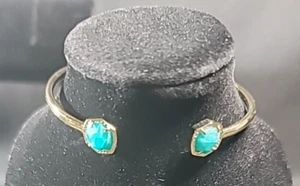 Kendra Scott Davie Gold Cuff Bracelet in Teal Amazonite 6.5" - Picture 1 of 7