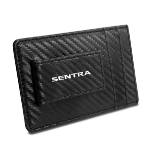 Nissan Sentra Slim Black Carbon Fiber RFID Block Card Holder Wallet - Picture 1 of 5