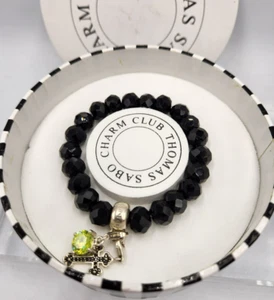 Thomas sabo black onyx charm club bracelet black cz & green peridot charms + box - Picture 1 of 13
