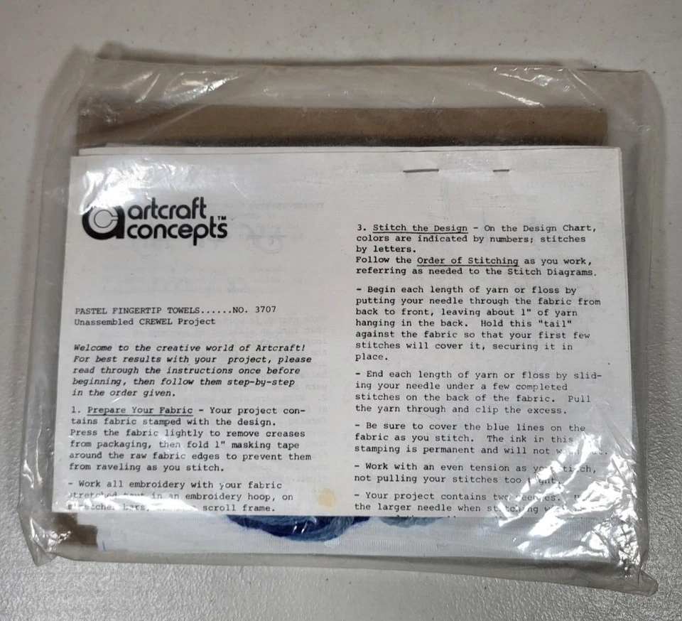 Artcraft Concepts No. 3703 Pastel Fingertip Towels Crewel Project - Image 1 of 3