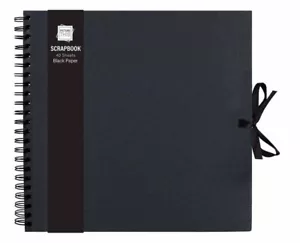 Large Scrap Book with Ribbon Tie - 40 Sheets Black Paper - DIY Photo Album - Picture 1 of 3