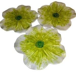 3 Elite Global Solutions M121FP Tropicana Design Floral Plates In Green & White  - Picture 1 of 6