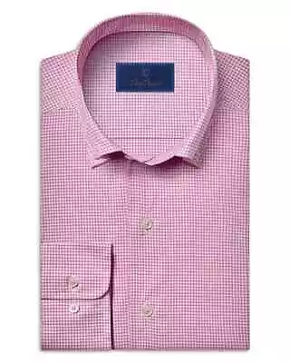 David Donahue L71622 Mens Pink Gingham Regular Fit Button Down Shirt Size S - Image 1 of 4