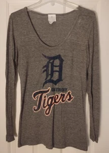 Detroit Tigers MLB Damen meliert grau Langarm Distress Logo T-Shirt Medium - Bild 1 von 1