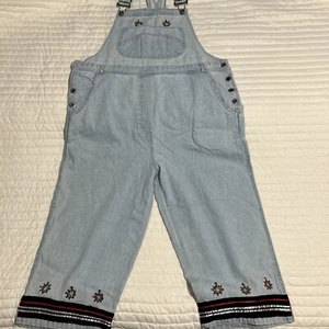 Vintage Agapo dünner Denim bestickter Overall Cropped Damen L Pullover 90er Y2K Artsy - Bild 1 von 9
