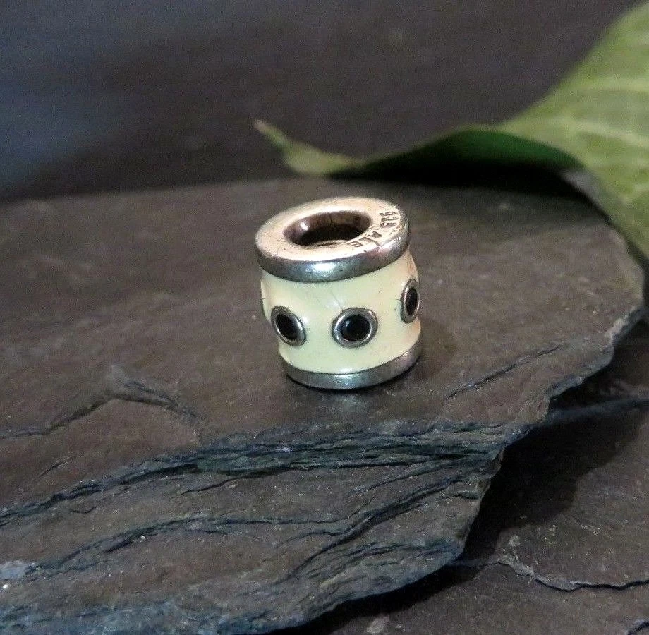 Original Pandora 925 Silber Ale Anhänger Charm Schwarze Steine Facettiert Email  - Bild 1 von 1