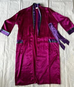 Vintage Bloomingdale’s LingerieColorblock Purple/Pink Belted Robe Women's Size L - Picture 1 of 9