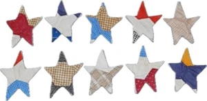 10 ANTIQUE/VINTAGE CUTTER QUILT PRIM STARS! BLUE RED BURGUNDY BROWN - Picture 1 of 2