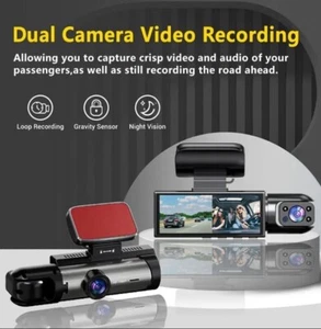 1080P Dual Camera Dash Cam for Cars with Night Vision, Loop Recording with 64Gb - Picture 1 of 4