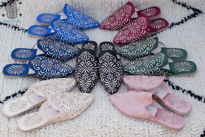 Moroccan babouche women’s slippers embroidered slip ons Moroccan shoes - Image 1 of 4