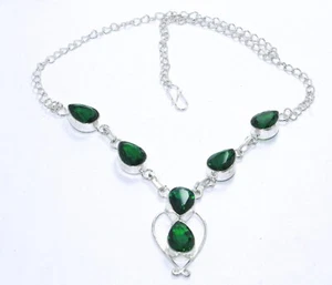 Chrome Diopside Gemstone 925 Sterling Silver Jewelry Necklace Gift For Her 17-18 - Picture 1 of 6