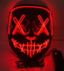 Masquerade Masks Neon Mask Light Glow In The Dark Horror Mask Glowing Mask - Picture 1 of 16