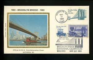 US Postal History Bridges Brooklyn Bridge Centennial 1983 NY Quad 1012 #2041 FDC - Picture 1 of 2