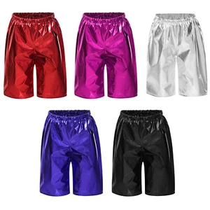 Kids Metallic Elastic Waistband Dance Playwear Shorts Boyshort Athletic Waist - Picture 1 of 112