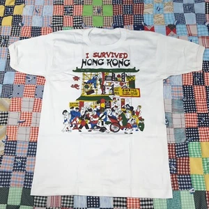 Camiseta turística de Hong Kong grande blanca NOS vintage - Imagen 1 de 9