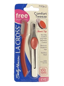 Sally Hansen LA Cross Comfort Pinzette schräge Spitze Pinzette + Brauenkamm (71936-2) rot - Bild 1 von 2