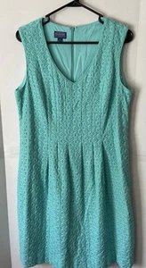 Pendleton Baumwollkleid mit Ösen in Aqua Sky Größe 12 ärmellos Midi strukturiert - Bild 1 von 10
