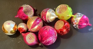 Lote de 10 adornos vintage de Polonia con brillo sangrado en imágenes de vidrio plantilla - Imagen 1 de 7