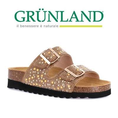 Grunland Ciabatta Donna Anatomica Doppia Fibbia HOLA CB0758 Cipria con Perle e S - Immagine 1 di 4