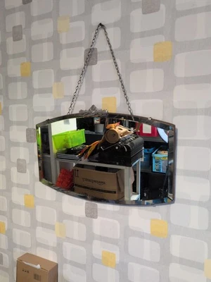 VINTAGE ART DECO STYLE WALL MIRROR BEVELLED EDGE - Image 1 of 4